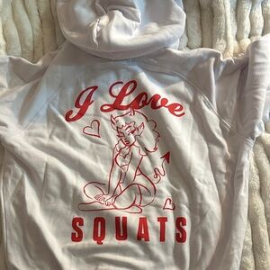‘'I Love Squats” White Hoodie